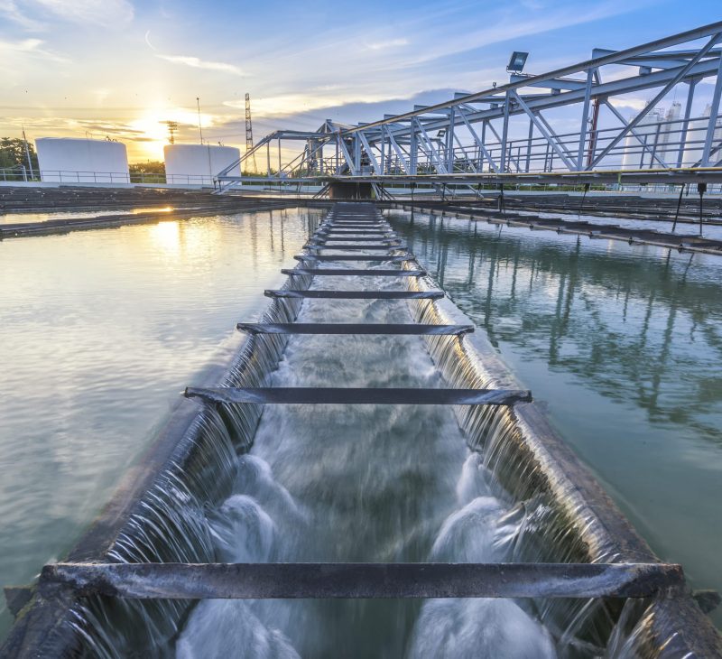 Water,Treatment,Plant,At,Sunset